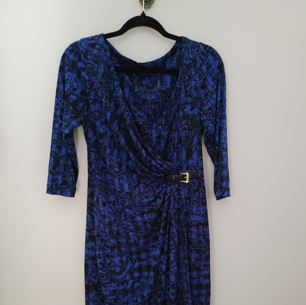 Black blue wrap dress